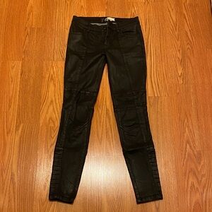 Free People Black Sheen Skinny Jeans 24